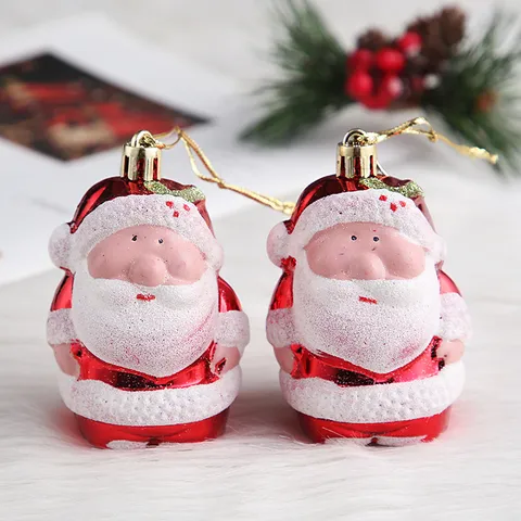 Christmas Painted Plastic Ornaments Set Santa Claus Star Bell Glove Shaped Hanging Pendant Christmas Tree Holiday Decoration