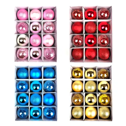 Modern Plastic Electroplated Christmas Ball Set Festive Glitter Shatterproof Christmas Tree Hanging Ornaments Holiday Party Home Decor Bulbs Box