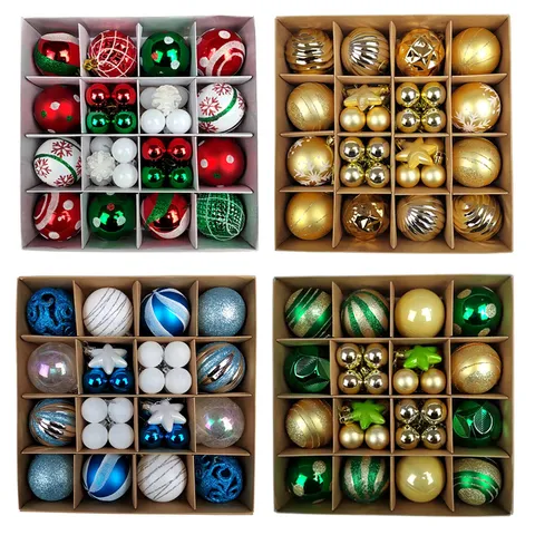 Modern Plastic Christmas Balls Hanging Ornaments Painted Glitter Christmas Tree Decorative Balls For Festival Home Holiday Party Decor