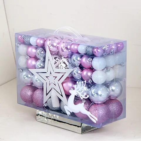 102-Teiliges Mehrfarbiges Weihnachtskugeln Set Für Weihnachtsbaum Deko Kunststoff Galvanisierte Hängende Kugeln Mit Stern Und Rentier