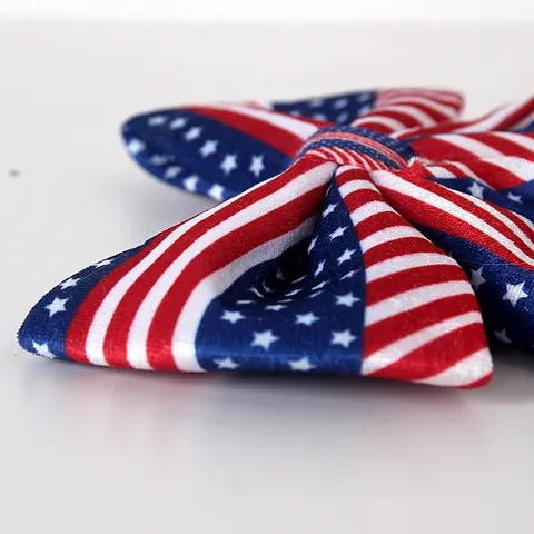 USA Independence Day Star And Stripes Velvet Bow Hanging Ornament Patriotic Red White Blue Printed Bow For Door Wall Home Decor