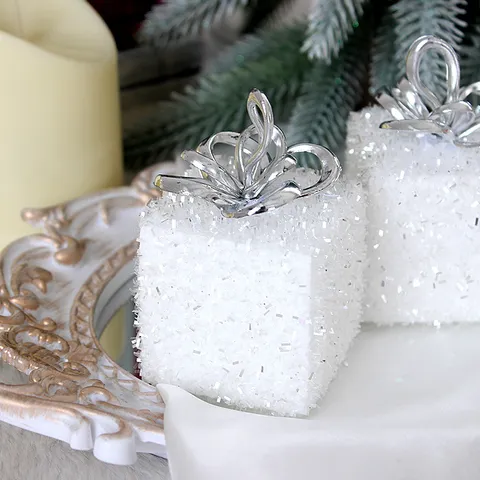 White Foam Christmas Balls Ornaments Set Glitter Petal Onion Balls Christmas Tree Hanging Decorations For Holiday Party Home Decor
