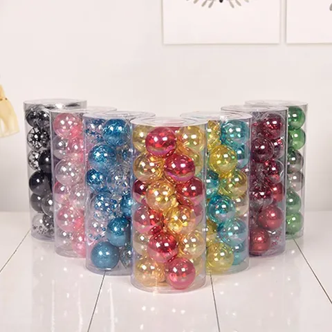 Modern Plastic Transparent Christmas Ball Set Glitter Filled Baubles Hanging Tree Ornaments For Holiday Party Home Decoration