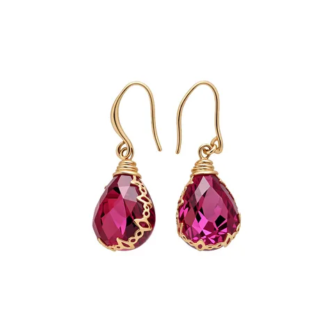 Bohemian Resin Flower Teardrop Earrings Vintage Handmade Dried Flower Dangle Earrings For Women Gold Plated Alloy Niche Fashion Jewelry