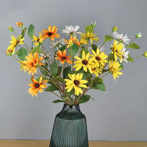 Artificial Sunflower Silk Flower Single Stem Fake Daisy Plant For Home Decor Wedding Party Floral Arrangement