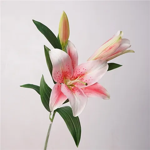 Artificial Lily Flower Single Branch Real Touch Silk Lily For Home Decor Wedding Party Photography Floral