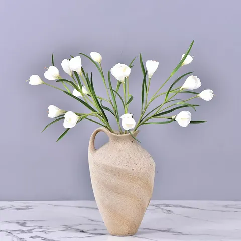 Artificial Saffron Freesia Flower Branch Real Touch Fake Floral Bouquet For Home Wedding Party Table Centerpiece Decoration