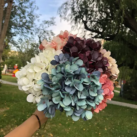 Artificial Hydrangea Flower Silk Hydrangea Bouquet European Style Fake Flowers For Wedding Home Decor Party