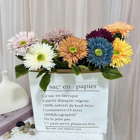 Single Head Gerbera Daisy Artificial Flower Silk African Chrysanthemum For Home INS Wedding Decor Photography Prop
