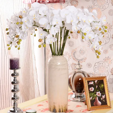 High Grade Film Phalaenopsis Artificial Flower Single Stem Long Fake Orchid Home Living Room Dining Table Decoration