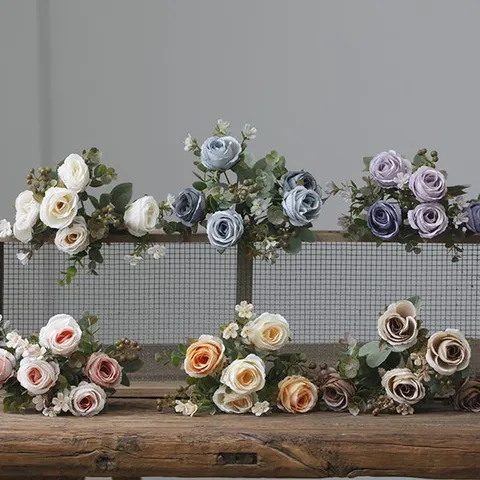 Vintage Artificial Flowers 7-Fork Classical Rose Bouquet For Home Decor