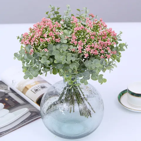 Artificial Flower Bundle Baby Breath And Eucalyptus Leaves Fake Greenery Plants For Home Wedding Party Decor