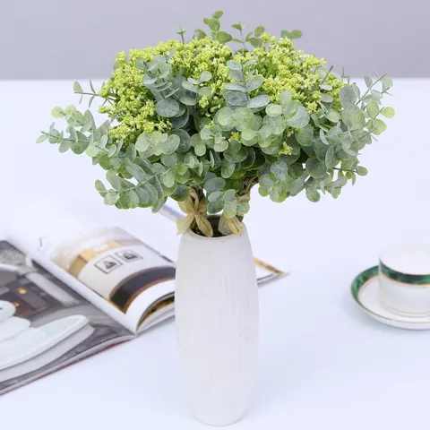 Artificial Flower Bundle Baby Breath And Eucalyptus Leaves Fake Greenery Plants For Home Wedding Party Decor