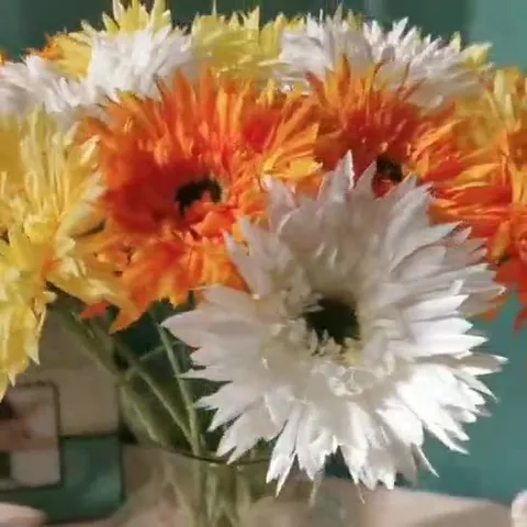 Artificial Silk Gerbera Daisy Flower Stem Frayed Brushed Faux Floral For Home Wedding Party Photography