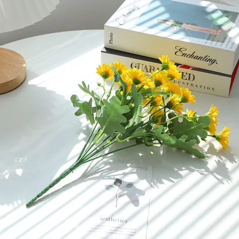 Nordic Style Artificial Silk Chrysanthemum Flower Bouquet Home Living Room Table Decor Fake Daisy Floral Arrangement
