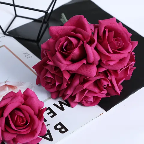 Artificial Rose Bouquet Silk Cloth Plastic Rose Flowers Bundles Fake Flowers For Home Wedding Party Decoration