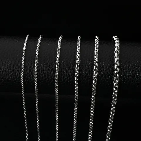 Edelstahl Quadratische Perlenkette Halskette Geometrische Mode Box Link Chain Halskette Für Herren Damen Täglich Pendler Zubehör