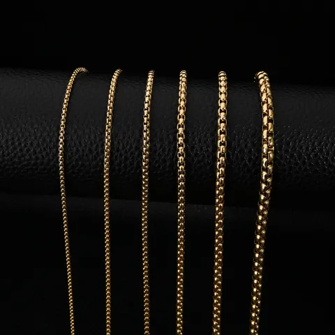 Edelstahl Quadratische Perlenkette Halskette Geometrische Mode Box Link Chain Halskette Für Herren Damen Täglich Pendler Zubehör