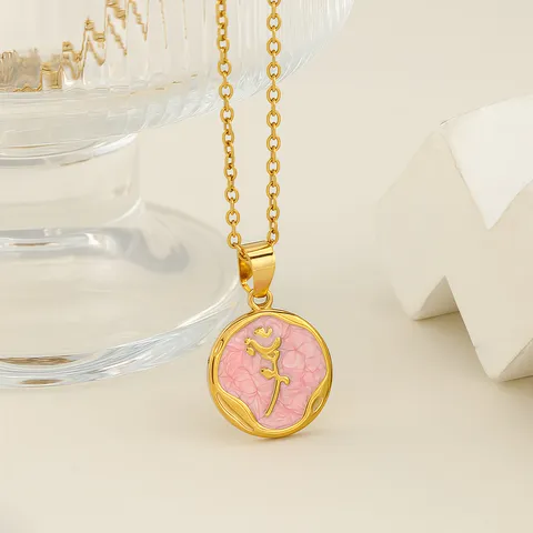 Stainless Steel Tulip Flower Round Pendant DIY Jewelry Finding Oil Drip Enamel Floral Charm For Necklace Earring Making Accessories