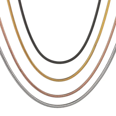 Minimalist Stainless Steel Snake Chain Necklace Thin 1mm Round Link Chain For Women Men Everyday Commuter Jewelry Gift