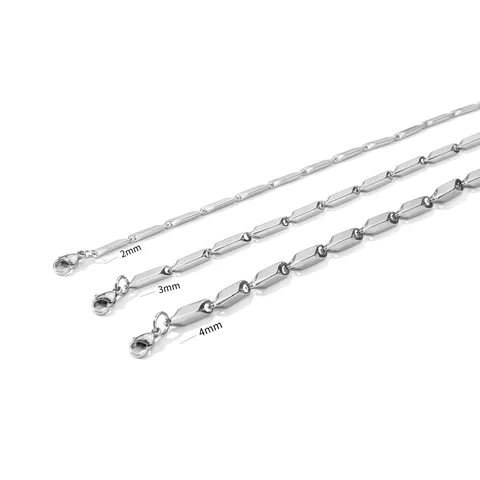 Men's Stainless Steel Necklace Hip Hop Bar Link Cuban Chain Geometric Diamond Pattern Unisex Jewelry Gift Gold Silver Black