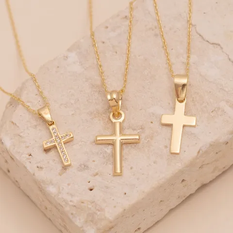 Luxueux Collier Pendentif Croix en Cuivre Strass Tendance Géométrique Chaîne Ras du Cou Simple Couche Pour Femme Bijoux Cadeau Colliers Clavicule Quotidienne