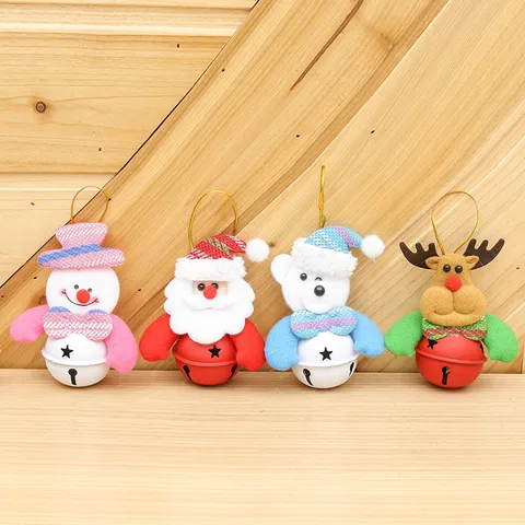 Christmas Bell Plush Pendant Santa Snowman Deer Bear Hanging Ornament For Xmas Tree Party Decor Holiday Gift