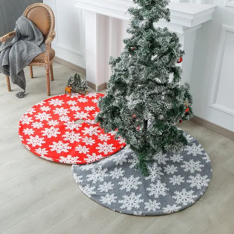 Moderne Flanellen Kerstboomrok Feestelijke Sneeuwvlok Patroon Ronde Kerstboom Vloermat Cover Vakantiefeest Decoratie Basis Ornament Thuis