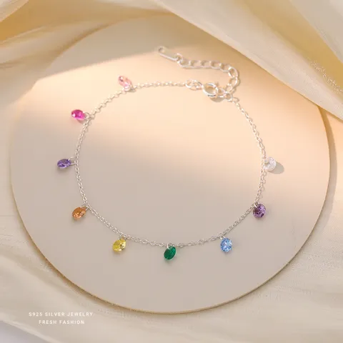 Bracciale in Argento Sterling 925 Dopamina con Nappa e Zirconia per Donna 2025 Nuova Moda Design Fresco Gioielli a Mano con Pietre Preziose Colorate