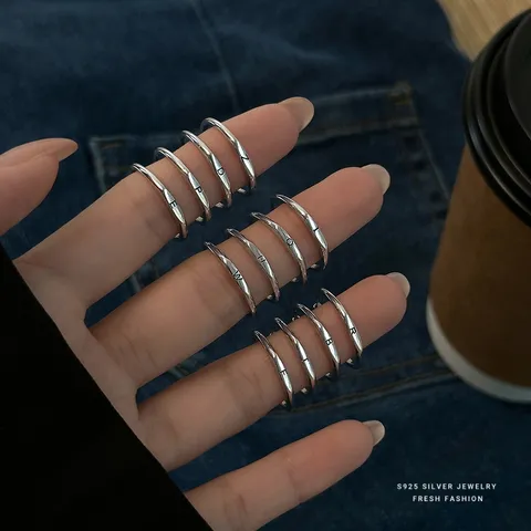 S925 Sterling Zilveren Initialen Ring Voor Dames Minimalistische Sierlijke Open Verstelbare Ring Mode Sieraden Cadeau Letter Ring