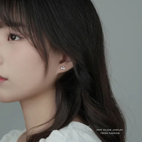 999 Feinsilber Kirsche Ohrstecker Koreanischen Ins Stil Süße Künstliche Perle Frucht Ohrring Zarte Ohr Schmuck Für Frauen Mädchen Geschenk