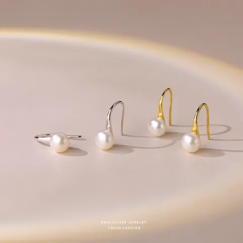 S925 Sterlingsilber Mode Minimalistische Ohrstecker Für Damen Leichter Luxus Vielseitiger Ins-Stil Künstliche Perle Strass Ohrringe Schmuck
