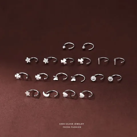 S999 Fijn Zilver Kleine Minimalistische Oorhaken Voor Dames Hypoallergene Oorbeenringen Zoetwaterparel Bloem Ster Maan Vlinder Oorbellen Sieraden