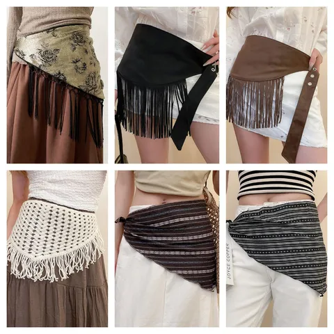 Vintage Boho Dreieck Druck Schal Bauchkette Für Damen Mode Paisley Quaste Gürtel Taille Schmuck Zubehör