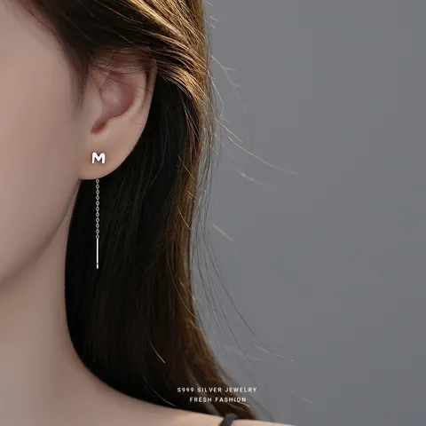 S999 Sterling Zilver Alfabet Oorknopjes Voor Vrouwen Minimalistisch Gepersonaliseerd 26 Letters A-Z Gepolijst Oorlijn Sieraden