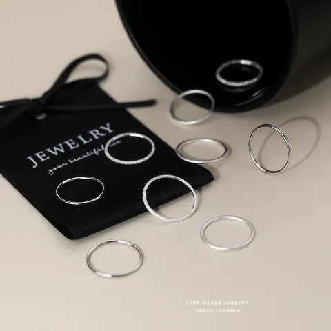 999 Sterling Zilveren Eenvoudige Band Ring Voor Vrouwen Minimalistisch Mat Gepolijst Stapelbaar Sieraden Cadeau