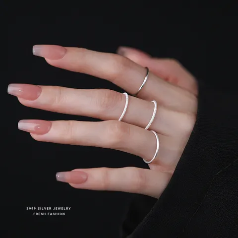 999 Sterling Zilveren Eenvoudige Band Ring Voor Vrouwen Minimalistisch Mat Gepolijst Stapelbaar Sieraden Cadeau