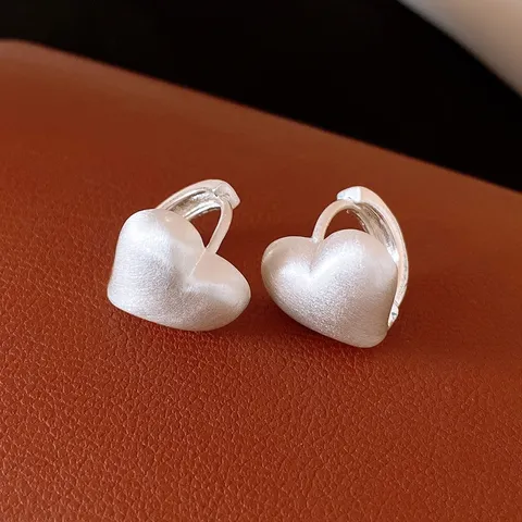 Orecchini a Cuore Spazzolato in Rame Minimalista Francese Orecchini a Cerchio Geometrici alla Moda per Donna Gioielli da Pendolare