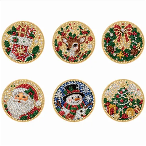 DIY Christmas Refrigerator Magnet Diamond Painting Kit Santa Snowman Tree Resin Rhinestone Fridge Magnets Home Decoration