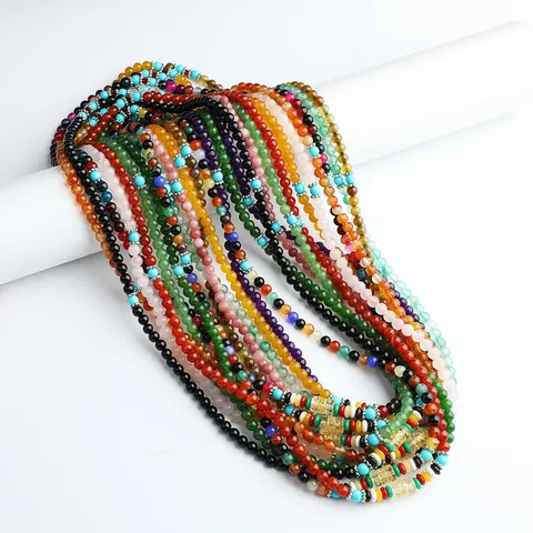 Bracciale Retrò in Agata Naturale con Perle da Preghiera Buddista per Donna Gioielli per Meditazione Fatti a Mano Bracciale Multistrato