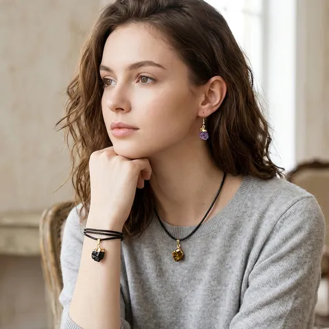 Natürlicher Kristall Rohstein Anhänger Unregelmäßiger Edelstein Vergoldete Charms Für DIY Halskette Armband Ohrring Schmuckherstellung Zubehör Nur Anhänger