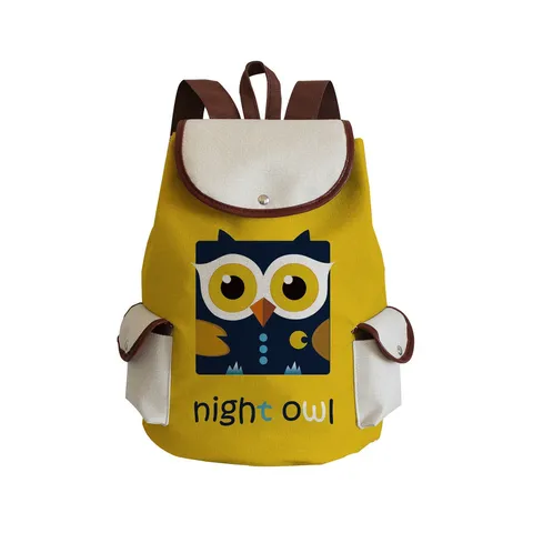Cute Owl Unicorn Printed Canvas Backpack Large Capacity Student School Bag Vintage Ethnic Style Travel Rucksack For Girls Women