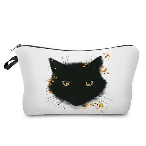 Süße Katzendruck Kosmetiktasche Wasserdichte Polyester Kulturbeutel Tragbare Reise Organizer Tasche Für Damen Alltag