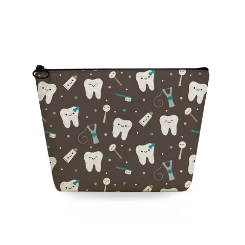 Linen Nurse Printed Cosmetic Bag Healthcare Worker Multi-Functional Zipper Makeup Storage Toiletry Pouch For Travel Daily Women
