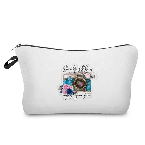 Portable Polyester Travel Makeup Bag Zipper Toiletry Storage Organizer Floral Printed Pouch For Valentine Gift Unisex Bags