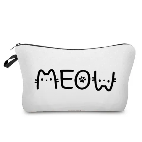 Women Portable Makeup Bag Waterproof Polyester Cosmetic Case Zipper Travel Toiletry Pouch Printed Letter Pattern Organizer Handbag