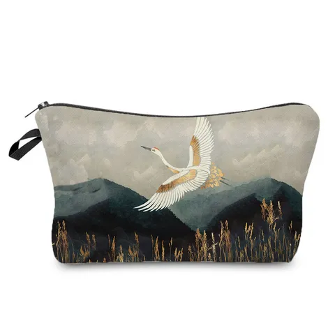 Japanese Ukiyo-e Art Printed Cosmetic Bag Portable Polyester Zipper Toiletry Organizer Pouch For Travel Everyday Unisex Storage Bag