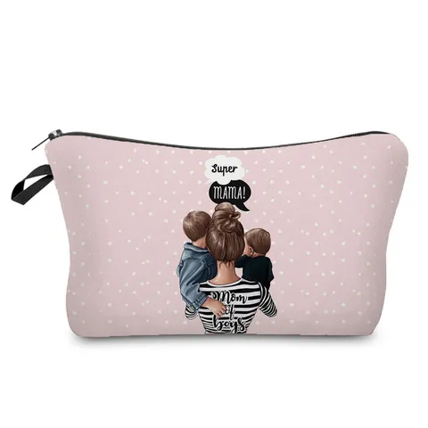 Modische Mutter Tochter Serie Bedruckte Kosmetiktasche Tragbare Reise Kulturbeutel Polyester Wasserdichte Kosmetikbeutel