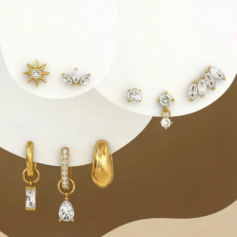 Set di Moda Orecchini a Cerchio in Rame Galvanizzato e Strass per Donna Gioielli Geometrici Regalo per Feste