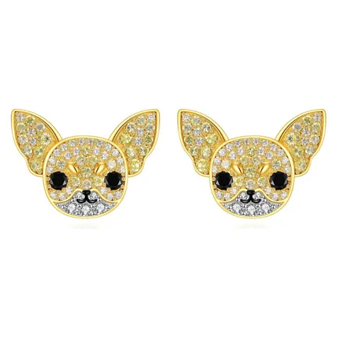 Cute Dog Stud Earrings Alloy Rhinestone Puppy Animal Studs Sweet Fashion Jewelry For Women Girls Gift